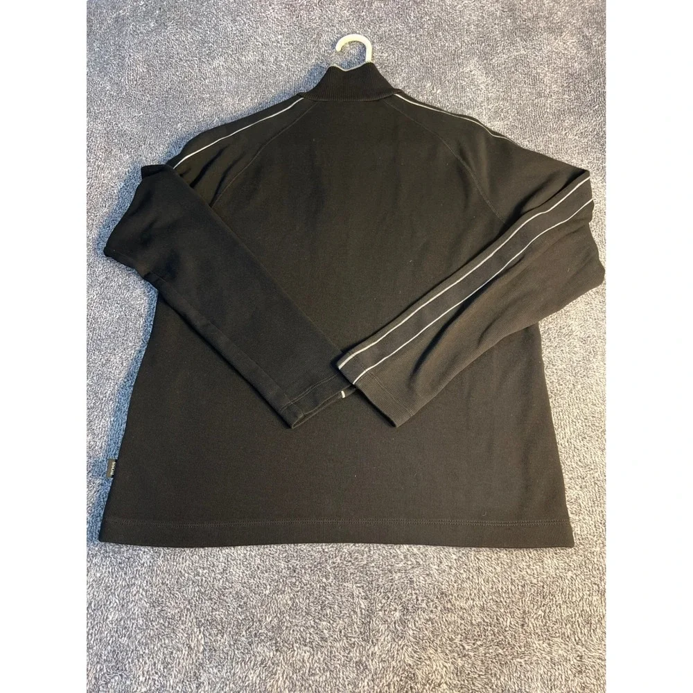 Hugo Boss Mens Regular Fit Quarter Zip Pullover Black Cotton Pique Mock Neck M